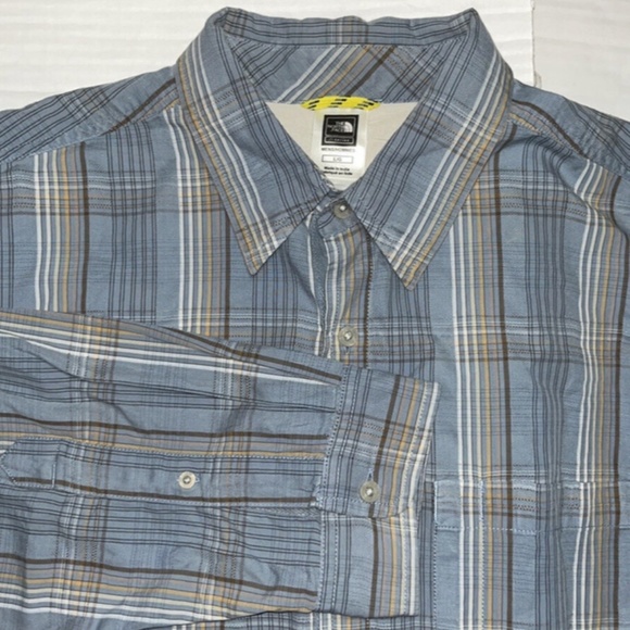 The North Face Mens‎ Large Cotton Light Blue & Brown Long Sleeve - Picture 1 of 5